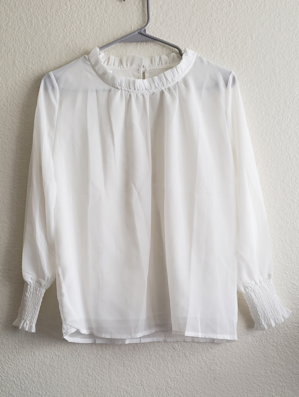 Sheer White Ruffle Blouse
